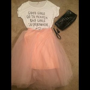 Pink tulle boutique midi skirt